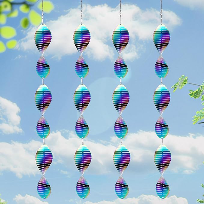 Wind Spinners Outdoor Garden Decor Gifts for Women Men Rainbow 3D Reflective Metal Wind Spinner Stainless Steel Hanging Ornament for Yard Outside Patio Porch
