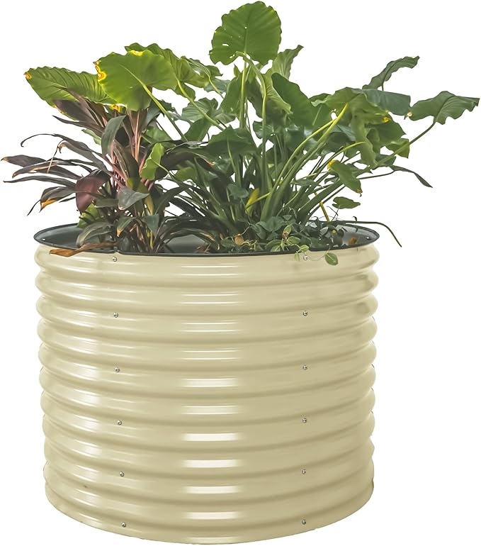 Vego garden 32 Tall 42 Round Raised Garden Bed Raised Bed Planter Box for Vegetables Flowers Patio-Pearl White