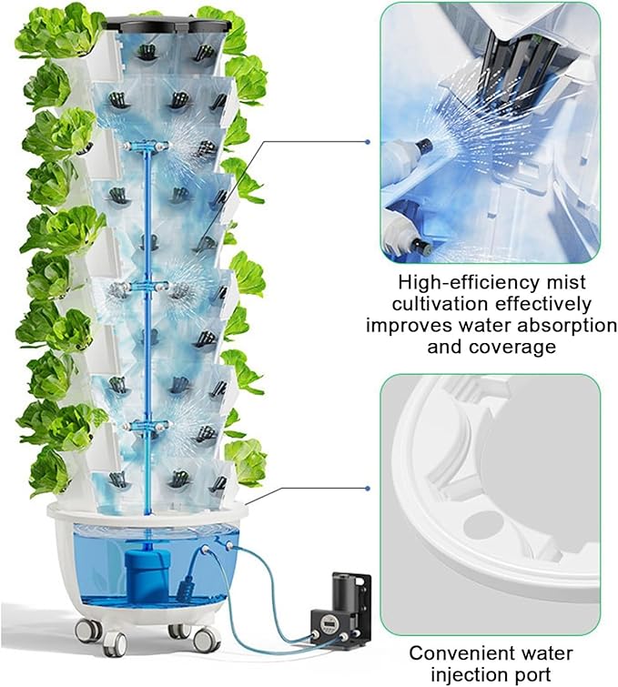 Hydroponics Growing System Aeroponic Tower Garden System Vertical Hydroponic Garden Tower for Gardening Lover for Herbs Fruits and Vegetable(223cm/88in)