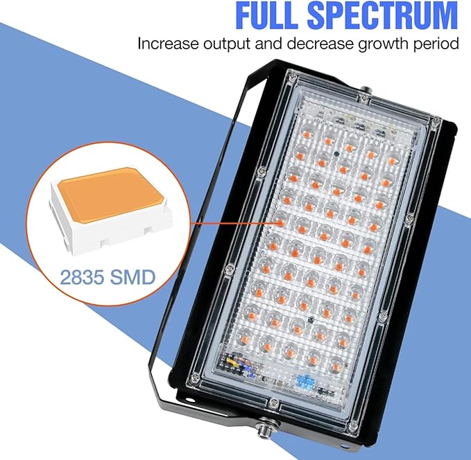 LED Grow Light Full Spectrum Floodlight Plant Growing Light Waterproof Phytolamp for Indoor Outdoor Plants Flower Seedlin100W