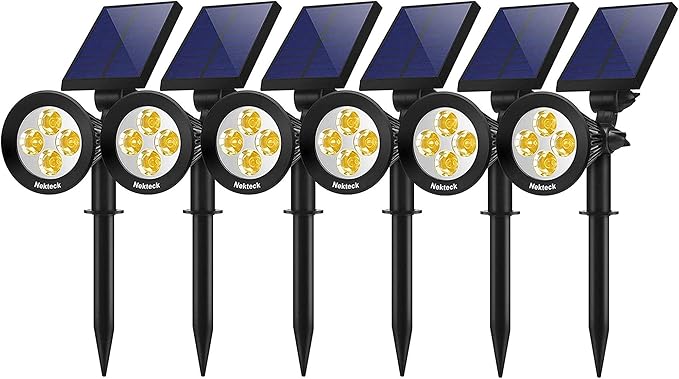 Nekteck Solar Lights 2-in-1 Solar Spot Lights Outdoor Waterproof Solar Powered Landscape Spotlights Bright and Dark Sensing Auto On/Off for Yard Pathway Garden Driveway (6 Pack Warm White)