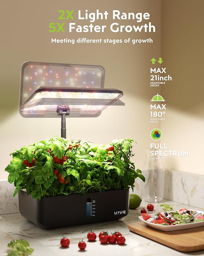 12 Pods Hydroponics Growing System Remote Control Charcoal &amp 188Pcs Hydroponic Pods Supplies