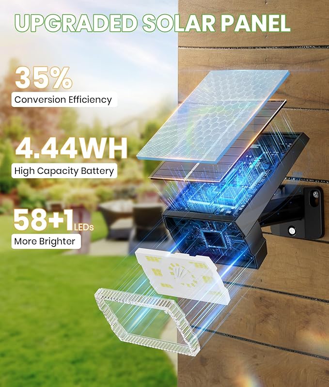 Bright Solar Spot Lights Outdoor [58 LED/12000K/3 Modes] Solar Lights Outdoor Waterproof IP67 Auto On/Off 2-in-1 Wall Light Flood Light for Tree Yard Garden Pathway 2 Pack