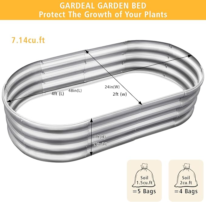 Garden Galvanized Raised Garden Bed Kit - Metal Planter Box for Vegetables/Herbs/Flowers Heavy-Duty Steel Outdoor Garden Box with Reinforced Edges