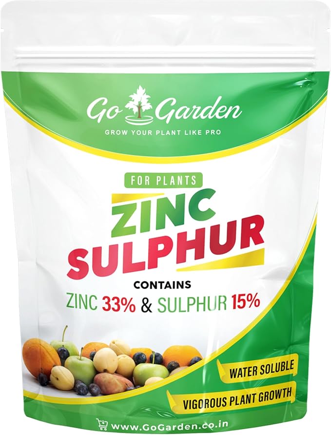Go Garden Zinc Sulphate (33%) Fertilizers - Boost Plant Growth and Health (Zinc 33% and Sulphur 15%) Micronutrient Fertilizer for All Types of Plants Lawn and Gardening 250 G