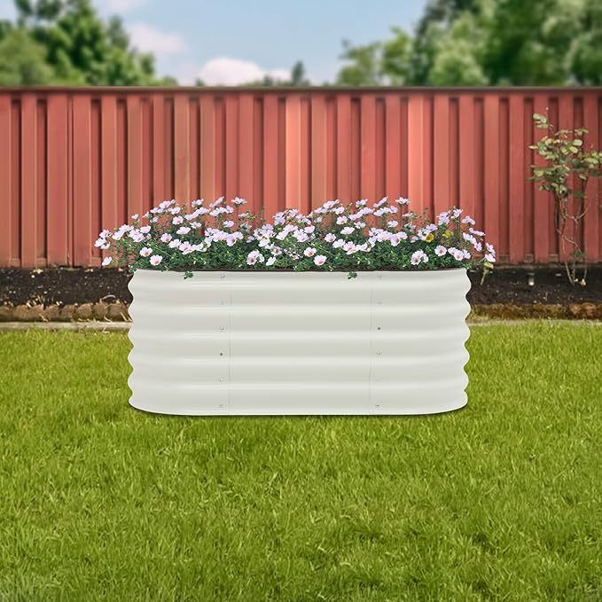 6 in 1 Galvanized Raised Garden Bed Kit 41x23x17 inch Tiered Raised Planter Bed Galvanized Planter Garden Boxes