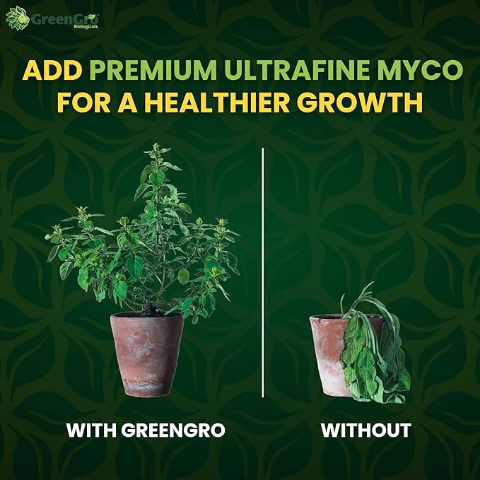 GreenGro Premium Ultrafine Myco Fertilizer - Root Enhancer/Bigger Yields/Improves Nutrient Uptake/Indoor &amp Outdoor Plant Food Fertilizer Blend for Hydroponic Gardens