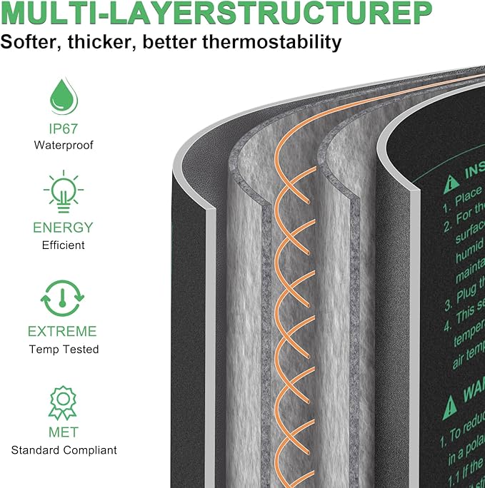 Seedling Heat Mat 8 Pack 10 x 20.75 MET-Certified Warm Hydroponic Heating Pad Waterproof Warm Hydroponic Plant Heating Mat for Germination Greenhouse Grow Seed Starter