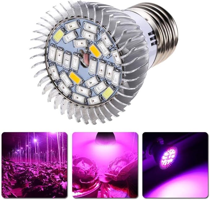 LED Grow Light Bulbs (4 Pack)28WAC85-265VE27 Base Light BulbsFull Spectrum Plant Bulbs Indoor Plant Growing Lights Lamp for Vegetable Greenhouse Hydroponic