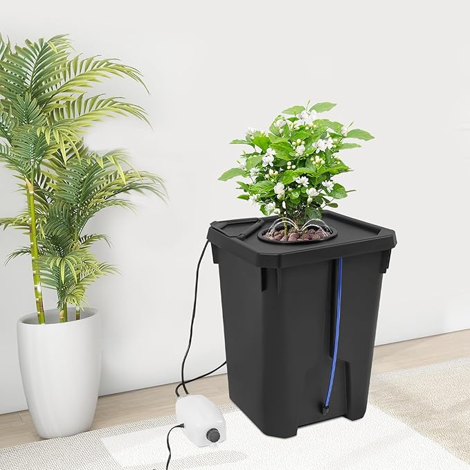 Hydroponics Growing System: 7.13Gal Culture Bucket with Top Drip Irrigation Quiet Air Pump IPX4 Protection for Indoor Plant Vegetable and Fruit Gardening
