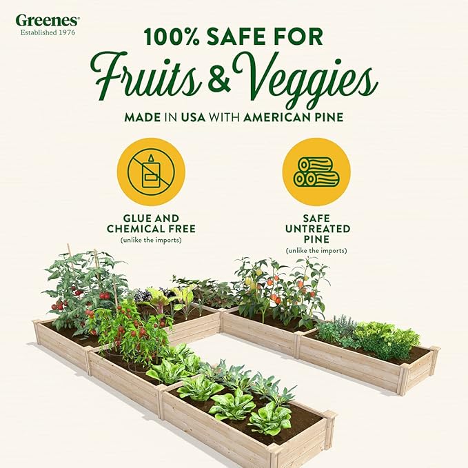 Greenes Fence Original Pine Raised Garden Bed 8' x 12' x 10.5 U-Shaped Bed - Made in USA with American Pine