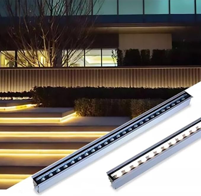 Led Landscape Lights - Outdoor Buried Lights Stainless Steel Panel Rectangle Floor Ground Light Ip67 Waterproof Recessed Spotlight for Patio Step Walkway Easy Instal-Red-18W720MM
