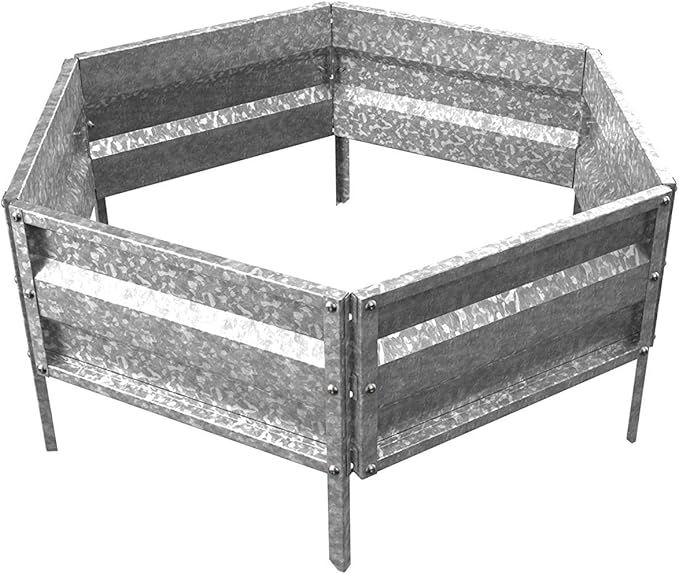 Galvanized Raised Garden Bed - 21 L x 9.75 W x 5.5 H Raised Garden Beds Outdoor Hexagonal Planter Box Kit for Flowers Vegetables Fruits or Herbs - Raised Bed Garden Planters by Pure Garden