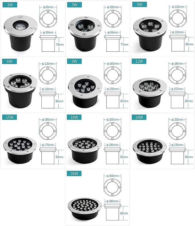 Ground LED Landscape Lamp - Outdoor Buried Lights IP67 IP67 Waterproof Embedded Landscape Garden Underground Light Outdoor LED Ground Spotlight for Driveway Deck Stai Step Garden Landscape(Yell