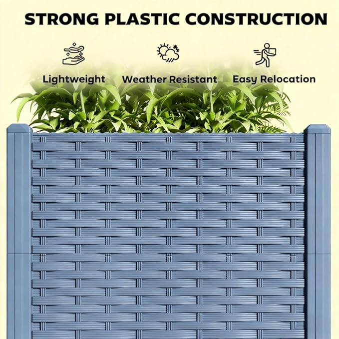 Outdoor Flower Box with Drainage HolesPlastic Raised Garden Bed