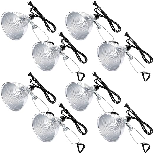 Macarrie 8 Pack Clamp Lamp Light with Aluminum Reflector 6ft SPT-2 18awg Cord and Adjustable Stand Fixture up to 150 Watt E26 Socket No Bulb(5.5 Inch)