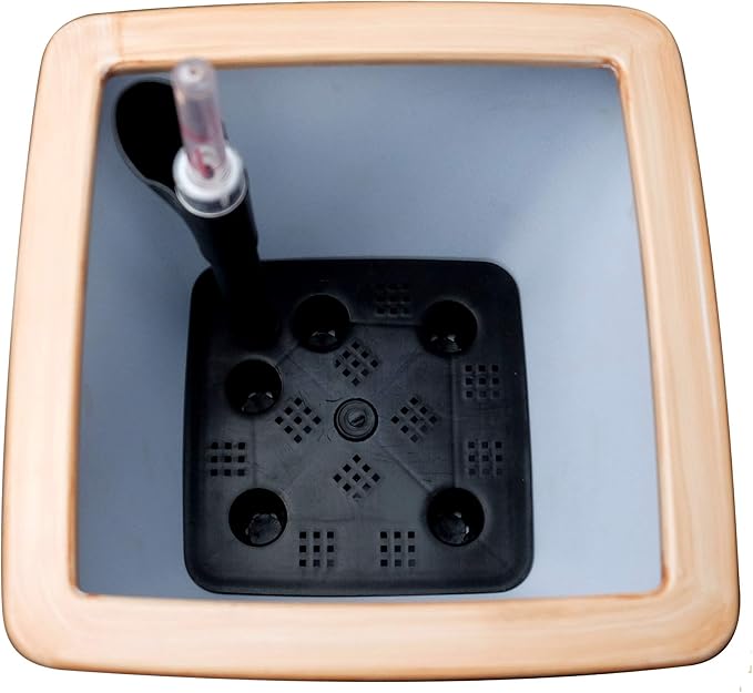 2 Pack Smart Self Watering Planter Pot for Indoor and Outdoor Light Wood Square Cone