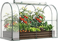 DoCred Galvanized Raised Garden Bed with PVC Cover 84.6 x 45.3 x 47.2 Metal Planter Bottomless Box w/Roll-Up Window Mini Greenhouse Tent for Outdoor Growing Vegetables Flower Fruit