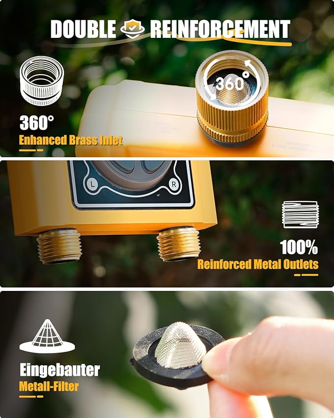 RAINPOINT WiFi Water Timer with Brass Inlet &amp Outlet2 Zone WiFi Hose Timer for LawnWiFi Sprinkler Controller via APP/Voice ControlAutomatic Watering System by Time/Weather/Quantity/Soil Moistur
