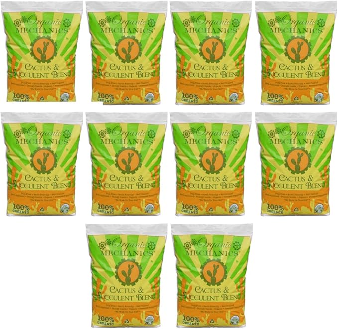 Organic Mechanics Cactus and Succulent Blend Potting Soil 2 qt (Pack of 10) – Well-Drained Organic Mix – Enhances Plant and Root Growth with Biochar Rice Hulls and Worm Castings