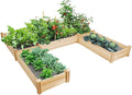 Giantex U-Shaped Raised Garden Bed Wood Raised Garden Planter Box for Vegetables and Flowers Easy Assembly Garden Container for Backyard Patio Balcony (92.5 Lx95 Wx11 H)