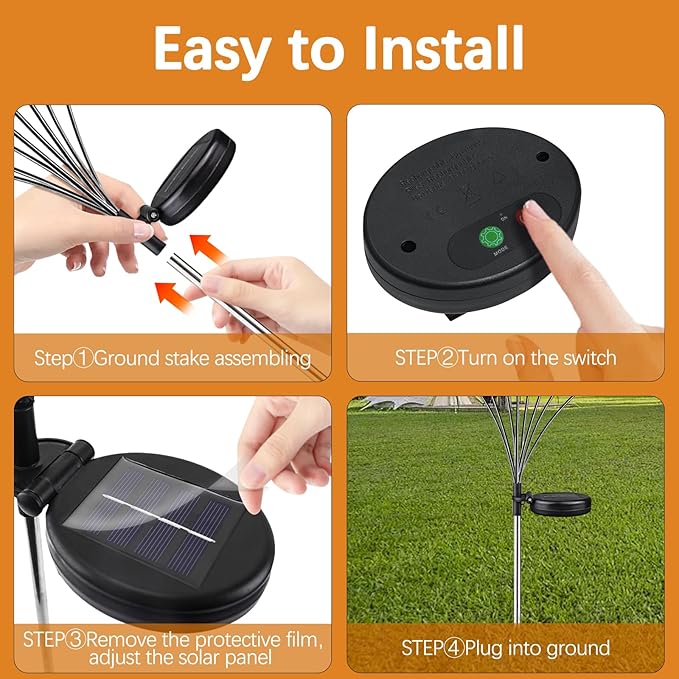 Warm-4Pack 32LED Firefly Warm Changing LightsGarden Solar Lights Outdoor DecorativeYard Waterproof Solar (Warm-4pcs)