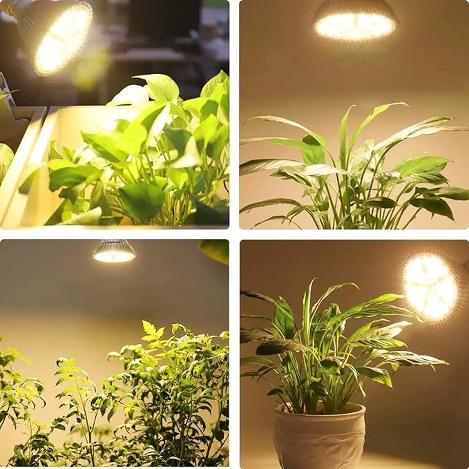 Sxminer 100W LED Grow Light Bulb E26/E27 Base 3000K Warm White Full Spectrum 150 LED Chips for Indoor Plants Seed Starting Succulents Greenhouse Hydroponics - 2 Pack