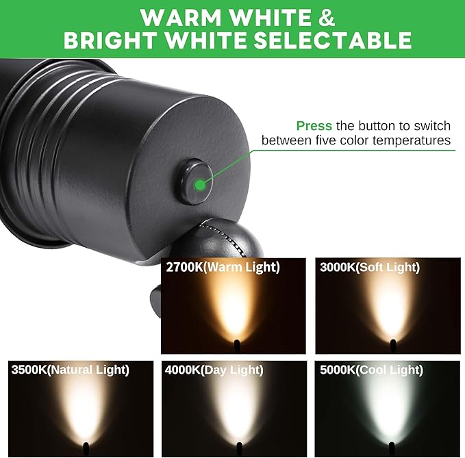 12V Landscape Spotlight Bundle - 4 Pack Spotlight 65FT 16/2 Cable Outdoor Waterproof LED Fixture for Garden Wall Tree