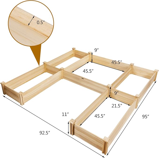 COSTWAY Garden Bed Wooden Planter Box Stand with Large Planting Space for Vegetables Fruit Herbs Flower Garden Planting Bed for Backyard Patio Balcony