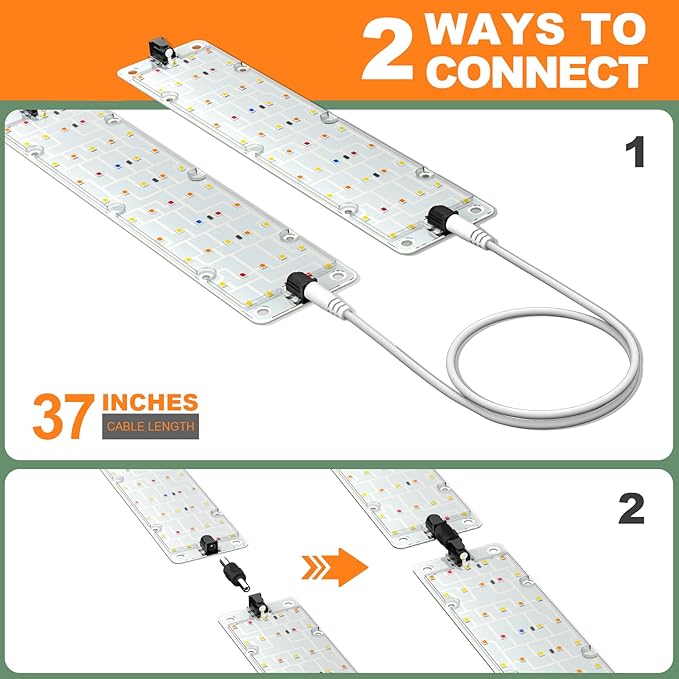 DOMMIA Grow Lights 40W Linkable Grow Light for Indoor Plants Full Spectrum 6/12/16h Timer Dimmable Ultra-Thin Plant Lamp for Indoor Growing Netural White 1-Set