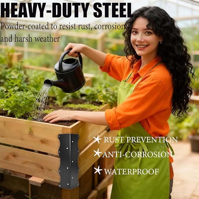 8 Pack Raised Garden Bed Corner Brackets 11x3x3 Heavy-Duty Metal Rust Resistant Corner Brackets Reinforced Connectors with Screws Fits 12-24 Garden Bed Shelves Wood Frame