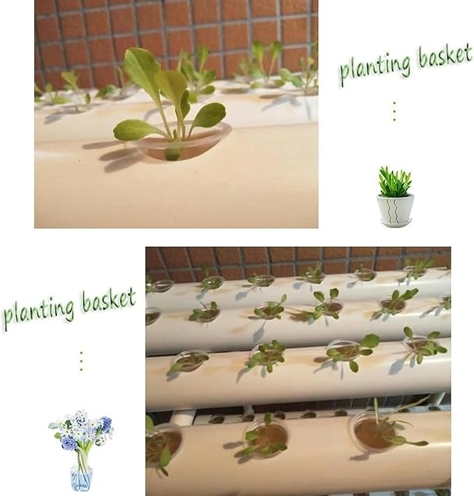 Hydroponics System PVC Pipe Single-Layer 36 Holes Hydroponic with 30L Folding Water Tank Hydroponic Plants for Growing Lettuce... (Pulley Style)