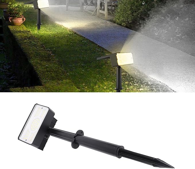 Outdoor Waterproof Spotlights 49 LEDs Solar Landscape Light - Bright Illumination IP65 Weather Ideal for Garden Yard Lawn (White Light)