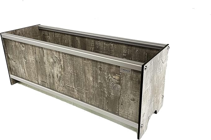 Foreman Raised Garden Bed 36”Lx12”Wx14”H Premium HPL Plastic Wood Grain Aluminum Frame Elevated Planter Box for Backyard Patio Balcony Monte