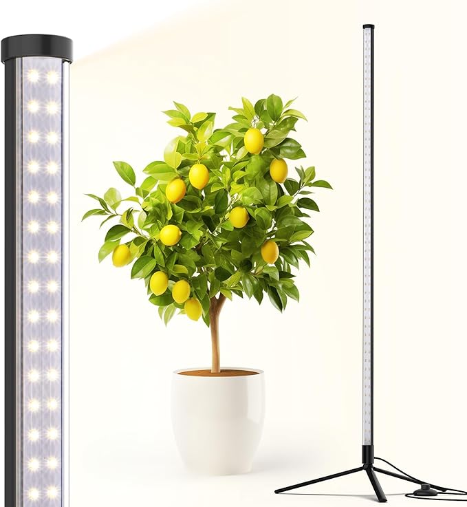 Barrina Vertical Grow Light T10 42W 5000K Full Spectrum LED Plant Light for IndoorStanding Wide Coverage 4FT Height with On/Off Switch and Tripod Floor Stand