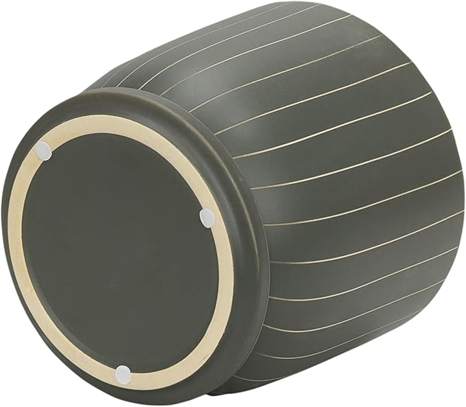 Generic 8 Stripes Planter W Saucer Gray