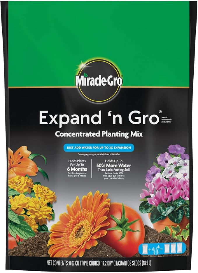 Miracle-Gro Expand 'n Gro Concentrated Planting Mix Just Add Water for up to 3X Expansion For Container and In-Ground Use .67 cu. ft. Expands up to 2 cu. ft.