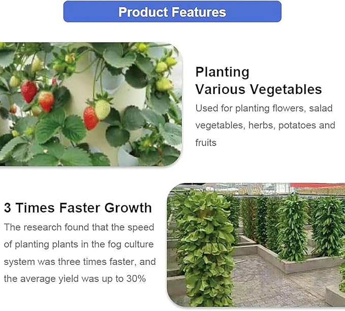 Hydroponic Growing System 30 Pods Vertical Garden Planter Hydroponics Tower Indoor Smart Garden Kit Aeroponics Growing Kit with Hydrating Pump AdapterNet PotsTimer for HerbsFruits Vegetables//1pc