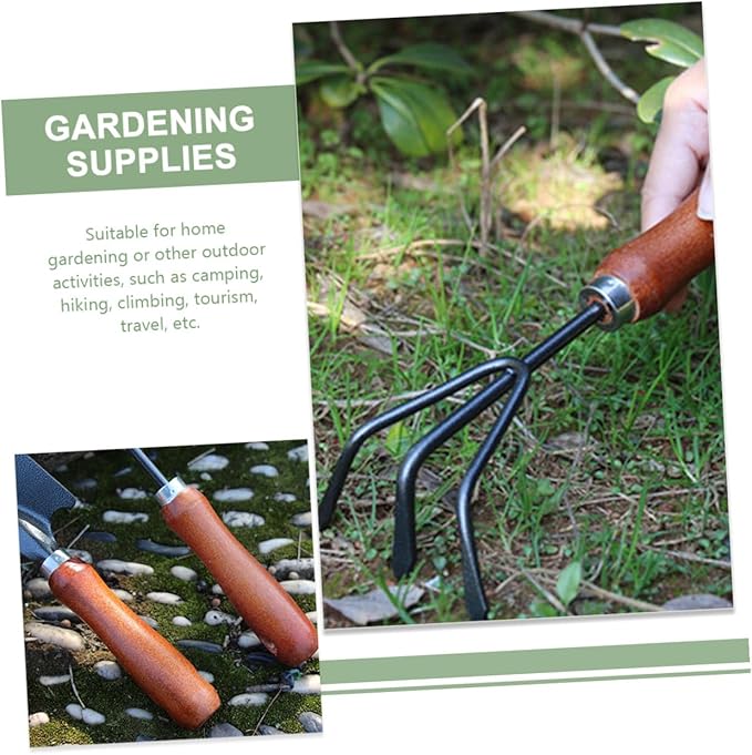 Kisangel Garden Shovel and Trowel Set 4pcs Mini Metal Hand Tools for Gardening with Extended Narrow Spade Three-Claw Rake Dual-use Hoe and Soil Scoop – Suitable for Planting Weeding