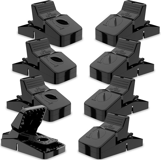 Kat Sense Rat Traps that Work Indoor &amp Outdoor for Instant Kill Results Set of 8 Large Reusable Snap Traps for Mice Chipmunks 'N Squirrels