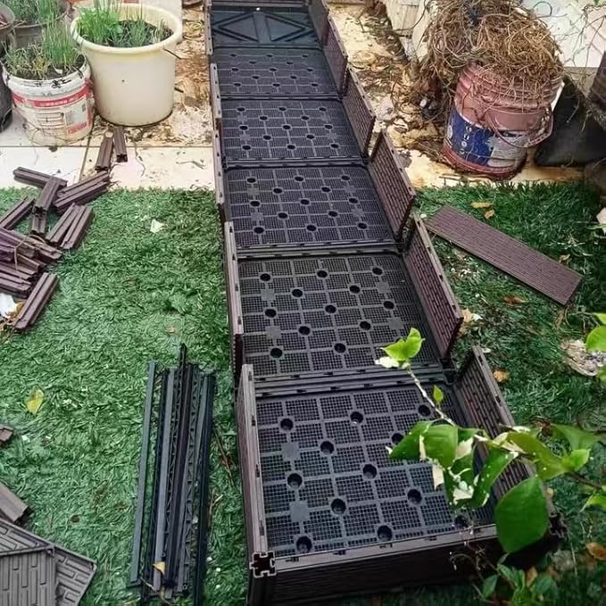 Plant Planters with Raised Bed Plastic Trellis with Wheels Outdoor Plant Climbing Frame for Tomato Rose Hydrangea Climbing PlantsBrown