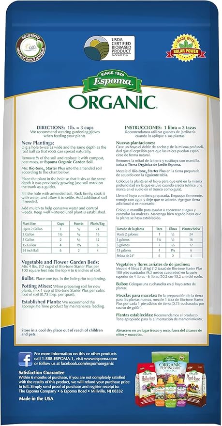 Espoma Organic Bio-Tone Starter Plus 4-3-3 Natural &amp Organic Starter Plant Food with Both Endo &amp Ecto Mycorrhizae 4 lb. Bag The Ultimate Starter Plant Food - Pack of 4