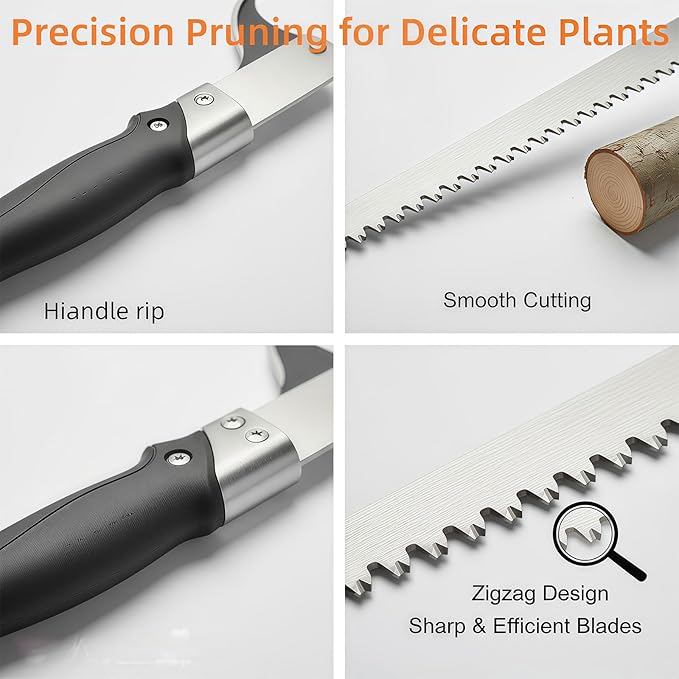 5-Piece Gardening Tool Set with 3 Pruning Shears &amp 2 Folding Saws Professional Stainless Steel Blades for Tree Trimming Branch Cutting Bonsai Care Camping (Gift Ready)