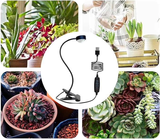 LED Plant Lamp - Full Spectrum 10W Grow Light for Indoor Gardening | Portable Clip Fixture with Flexible Arm &amp Bright Illumination for Seedlings Flowers Home Office Greenhouse Shelf