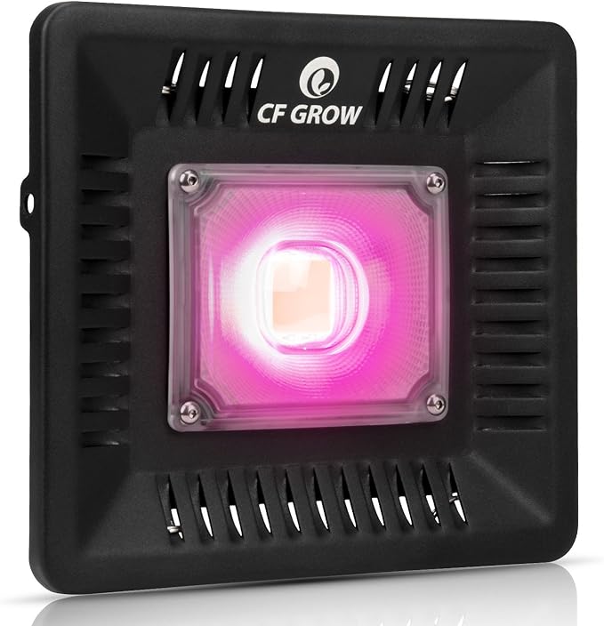 Waterproof 100W LED Grow Light Full Spectrum New Technology COB LED Grow Light Natural Heat Dissipation Without Noise Suitable for Plants All Growing Stage Indoor or Outdoor.