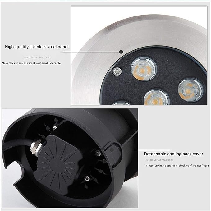 Recessed Underground Lights - Ground Landscape Lights 85-265V Round Anti-Glare Buried Lights/IP67 Waterproof Embedded LED Outdoor Floor Spotlight/Lawn Garden Villa Round Lighting Tree Light