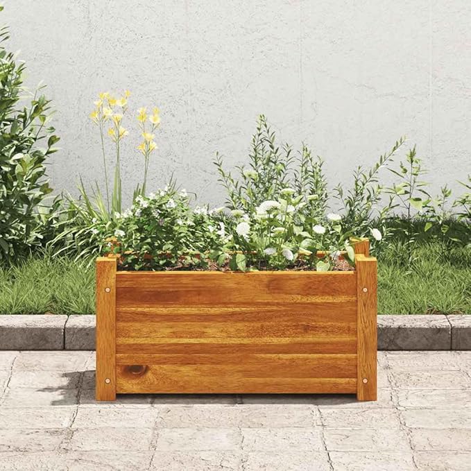 Acacia Wood Garden Raised Bed - Outdoor Planter Box for Vegetables Herbs Flower Planting Gardening - 19.7 x 9.8 x 9.8 Large Plant Box