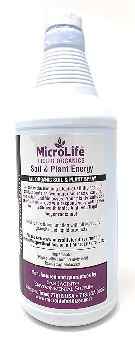 MicroLife Soil &amp Plant Energy Liquid Organic Concentrate Humic/Fulvic Acid &amp Molasses Foliar Spray or Root Stimulator 1 QT