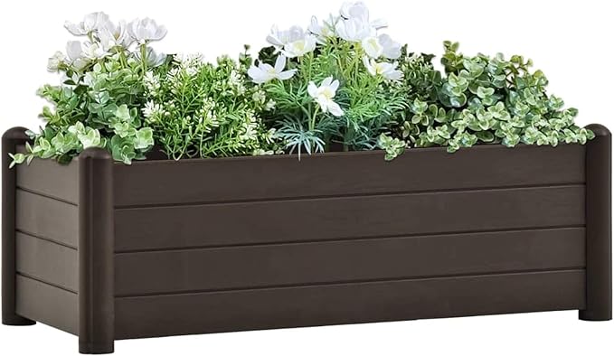 ZEYUAN Garden Raised Bed Planter Raised Beds Raised Planter Box Planters for Outdoor Plants Garden Beds PP Mocha 39.4x16.9x13.8