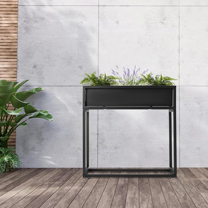 Outdoor Raised Garden Bed 28 H Rectangular Elevated Garden Bed for Backyard Gardening Planters Boxes for Planting Herbs Flowers &amp Vegetables